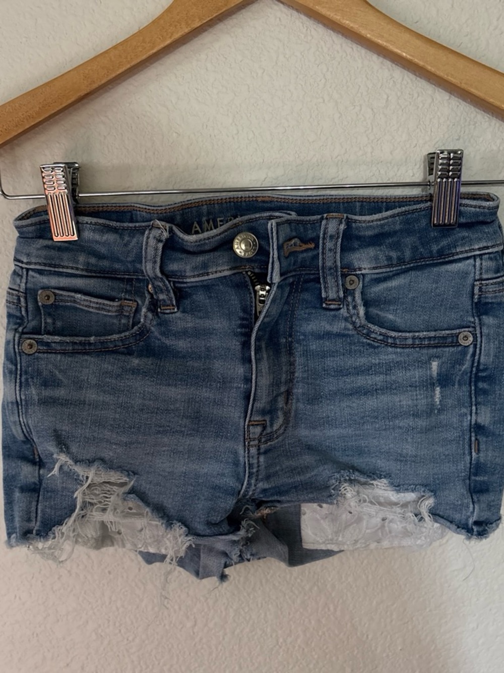 American Eagle Outfitters Distressed Blue Denim Cutoff Shorts